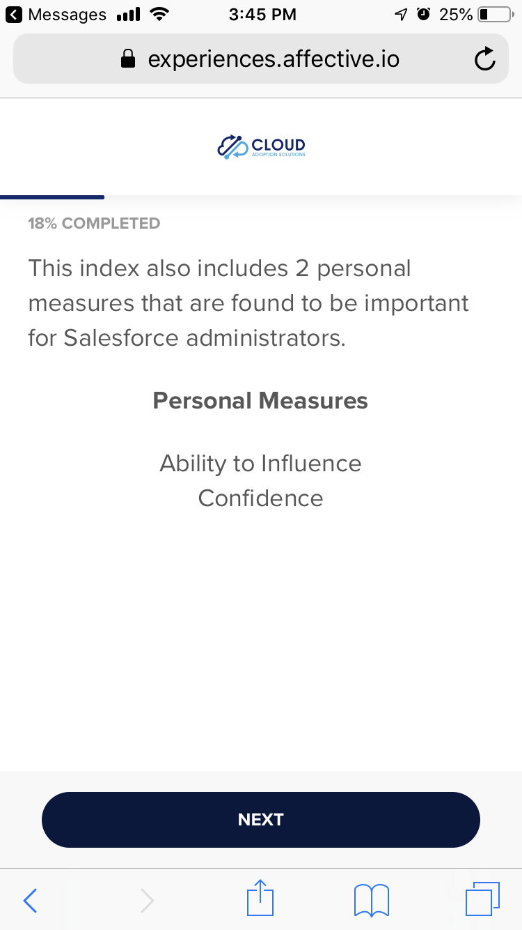 Salesforce Index Score Example with 2 personal measures